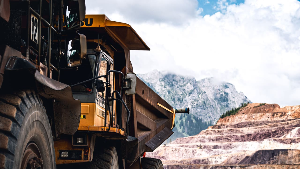 Large mining haul truck at an open-pit mine