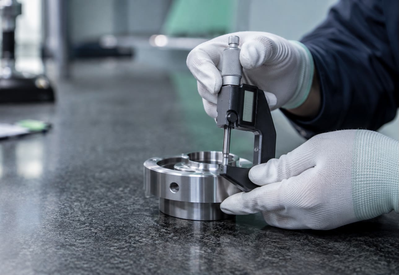 Dimensional inspection of a machined component using a digital micrometer